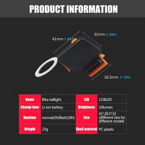 Heart Shape Bike Rear Light IPX64 Waterproof Bicycle Tail Li