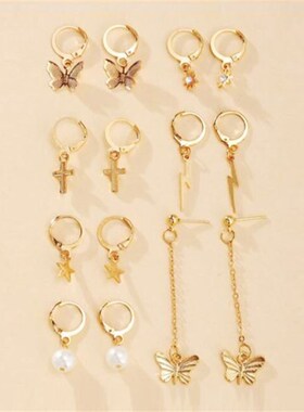 12pcs Bohemian Gold Color Ear Cuffs Leaf Clip Earrings For W