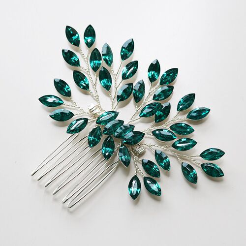 New Style Green Color Hair Combs Women Handmade Wedding Crys