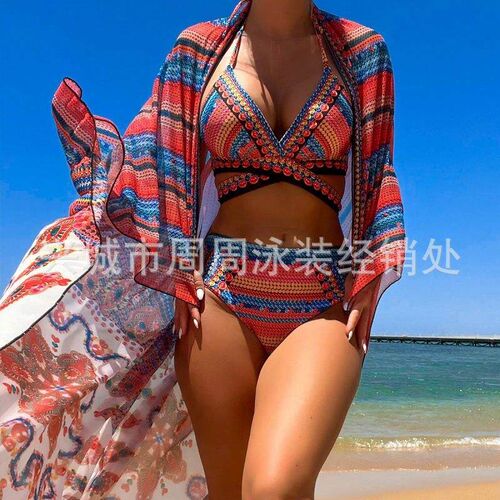 Three piece swimsuit, sub swimsuit shawl