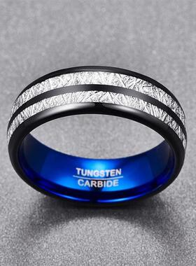 Black Blue Stainless Steel Rings For Men