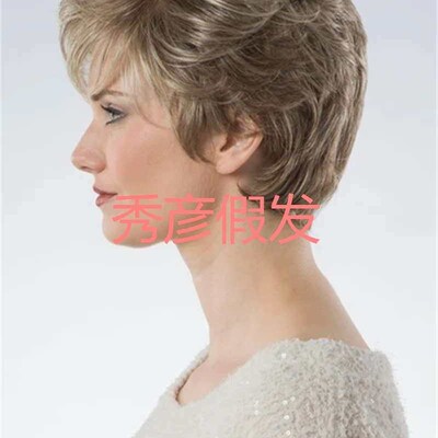 Wig blond grual change hairstyle fluffy short curly hair tri