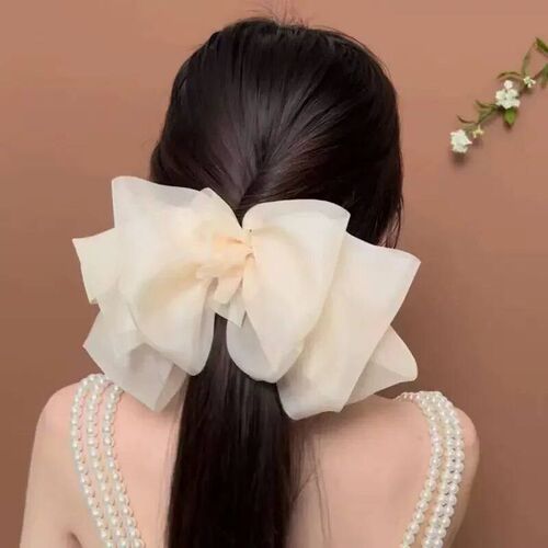 New Bow Hairpin for Women Cute Satin Fabric Hair Clip Korean
