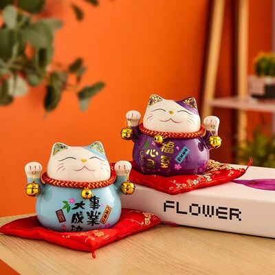 Room Accessories Ceramic Maneki Neko Piggy Bank Japanese Luc