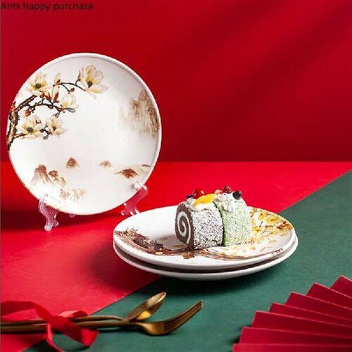 Chinese Style Flower Bird Ceramic Plate Round Dinner Plate