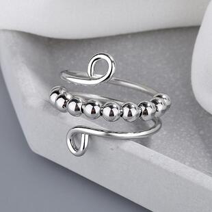 Punk Anxiety Rings For Women Men Spiral Fidget Beads Ring 20