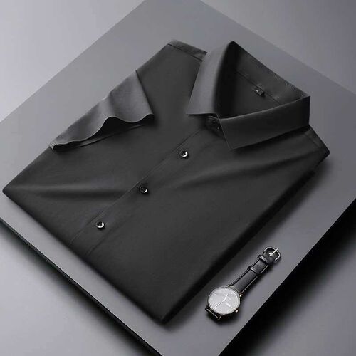 Shen Gen Mens Short-sleeved Ice Silk Shirt Mens Summer Hig