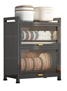 Kitchen dish storage rack flip cover, household cupboard cou