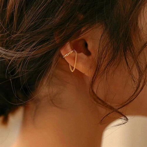 French Vintage Chain Tassel Ear Cuff Womens Simple Stylish V