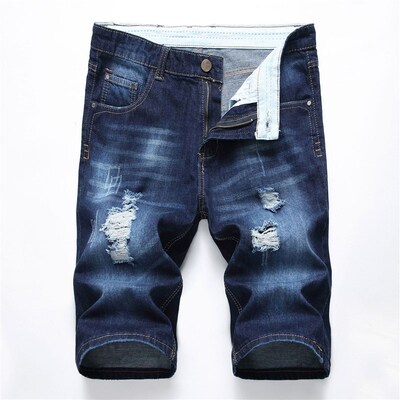 Mens Denim Shorts Summer Cotton Ripped LightColored Mid Pant
