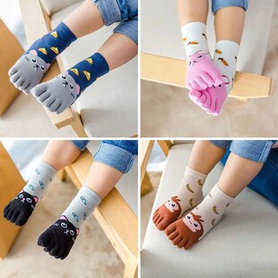 1pair Animal Cartoon Five Fingers Sock Hosiery Toe Socks Tod