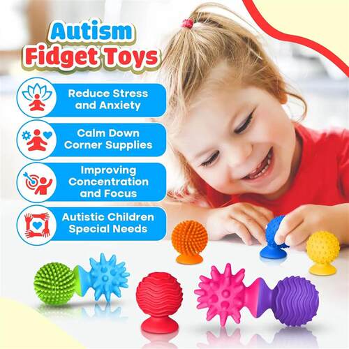 8 Piece Set of Silicone Soft Sensory Fidget Toys with Textur