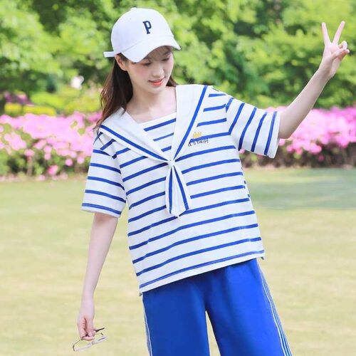 22292 sailor dress blouse for girls summer junior high schoo