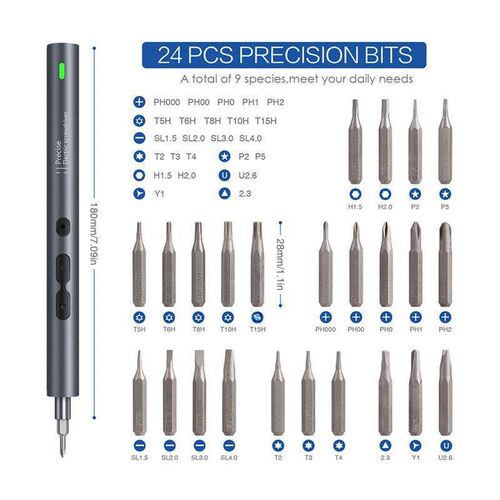 Precision Electric Screwdriver 24 Pcs S2 Alloy Steel Bit Scr