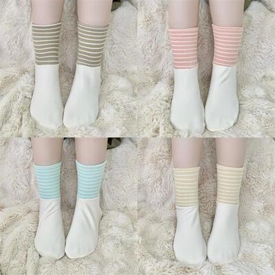 Womens mid-calf stockings, with stripes, no pilling