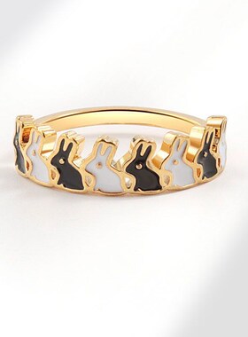 Rabbit Ring Hepburn Style Enamel Ring Fashionable Versatile