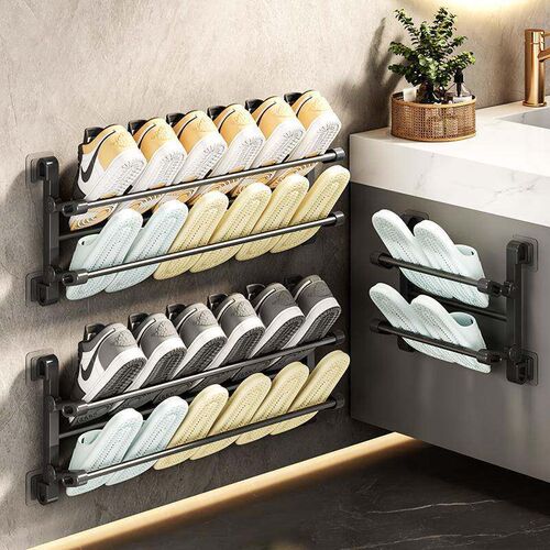 Behind-the-door shoe rack, foldable and easy to use, wall-mo