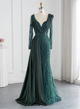 Sharon Said Emerald Green Luxury Dubai Evening Dress for Wom