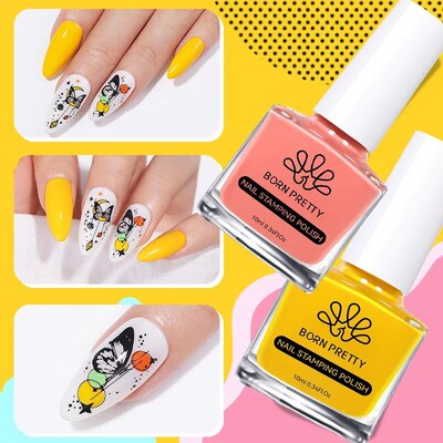 10ml Stamping Nail Polish Set Gold Silver Black White Color