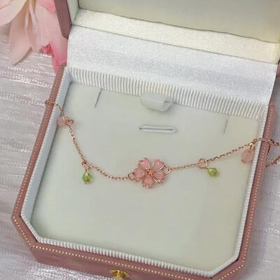 Romantic Charm Pink Cherry Blossom Pendent For Women Korea J