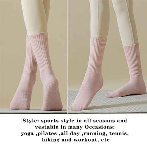 3 Pairs of Cotton Anti Slip Yoga Socks Medium Length Socks S