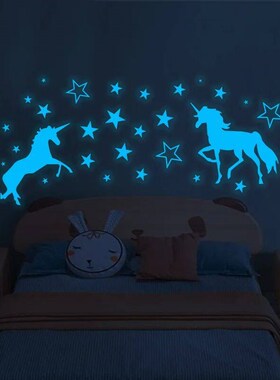 Luminous Blue Unicorn Wall ers Kids Rooms Home Decoration Ce