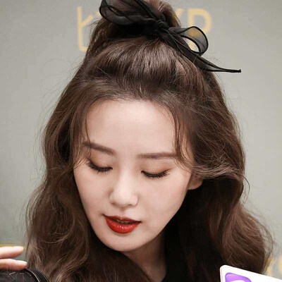 Liu Shishi Black Mesh Bow Head Rope Ball Head Elegant Age-re