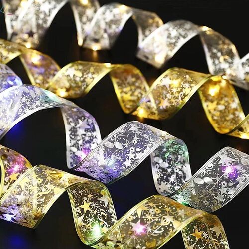 Christmas Ribbon Light Bow String Lights Xmas Decor New Year