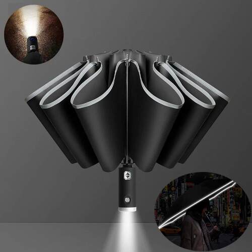 10 Ribs UV Umbrella Womens Automatic Umbrella Male LED Auto