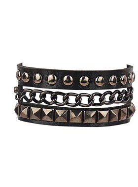 2023 PU Leather Studded Bracelet Punk Bracelet Adjustable Go