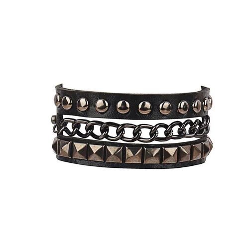 2023 PU Leather Studded Bracelet Punk Bracelet Adjustable Go