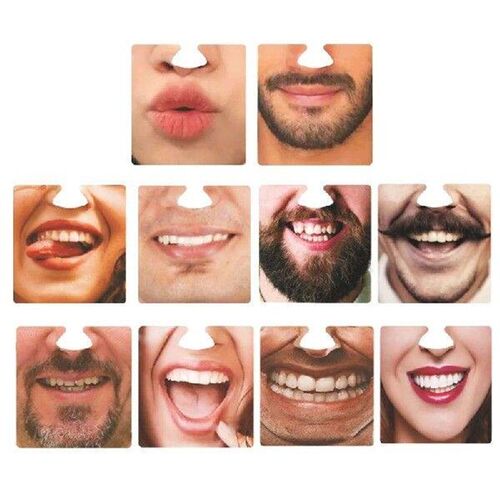 Pack of 10 Party Mask and Cup Mat Set Versatile Set Face