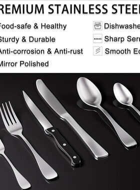 Stainless Steel Silverware Set Steak Knives Kitchen Utensils