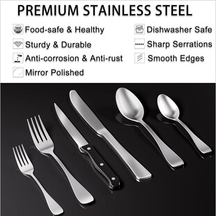 Set Silverware Steel Utensils Knives Kitchen Steak Stainless