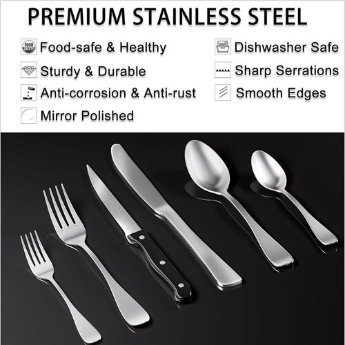 Stainless Steel Silverware Set Steak Knives Kitchen Utensils