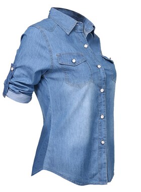 Women Girls New Fashion Casual Solid Blue Jean Soft Denim Lo