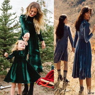 Autumn Mother Daughter Dress Full Sleeve Mommy and Me Dresse