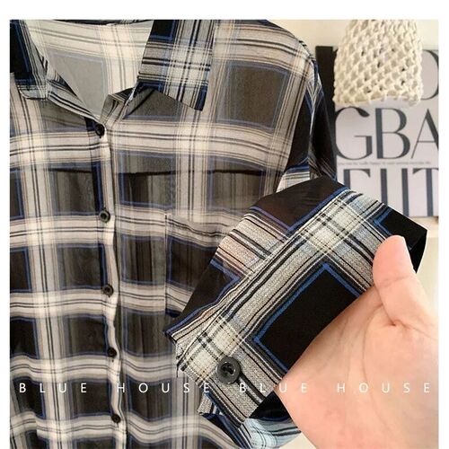 2024 New Red Black Checkered Long Sleeve Sunscreen Shirt for