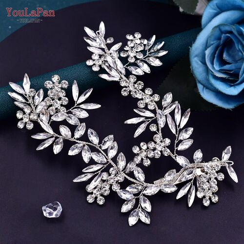 YouLaPan HP254 Alloy Flower Bridal Hair Clips Rhinestone Sid