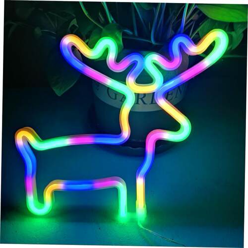 Christmas Decoration LED Neon Sign Light Love Deer Elk Bell