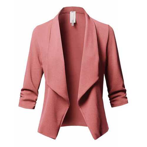 Code Blazer Small All-match Color Solid Pleated Sleeve Long