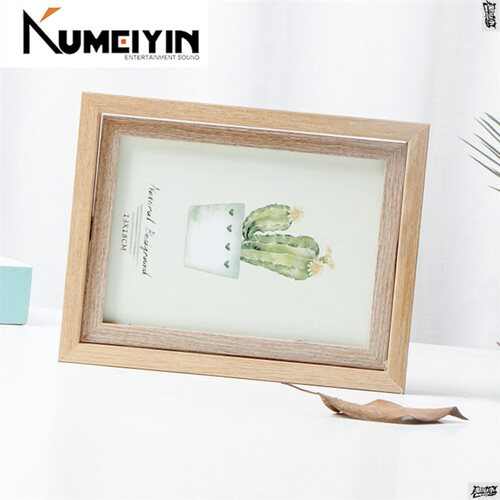 nordic vintage wooden photo frame placed on a 6 7 rotating