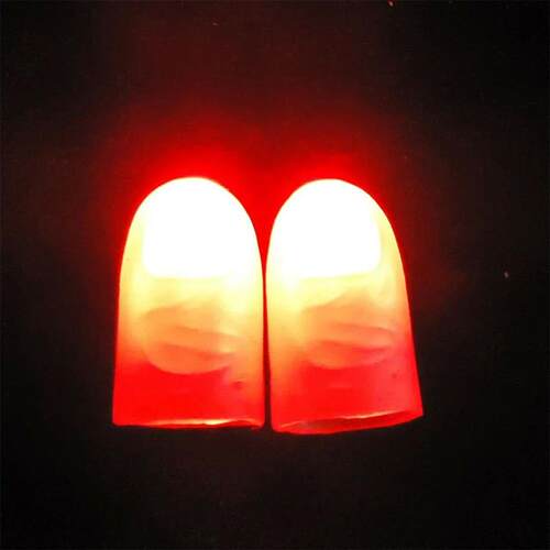 2/4Pcs Funny Magic Light Up Finger Fingers LED Tricks Thumb