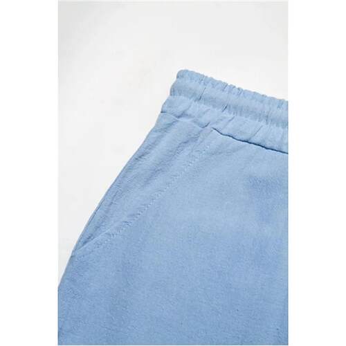 Summer Cotton And Hemp Shorts Draw Rope Elastic Waist Straig