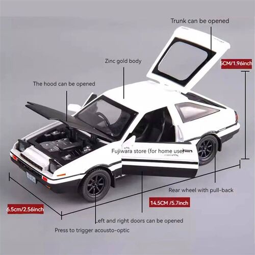 1:32 Mzexoma Initial D Trueno AE86 Alloy Diecast Car Model,