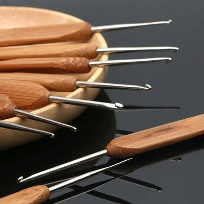 Bamboo Crochet Knitting Needles Hooks Yarn Weave Handle Hook