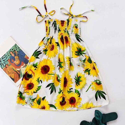 Summer Girls Floral Dress Sling Ruffles Bohemian Beach Princ