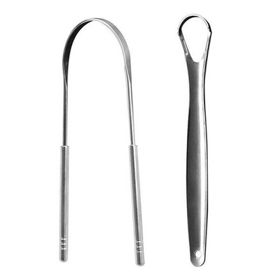2 Pcs Stainless Steel Tongue Scraper Silver Metal Cleaner Ec