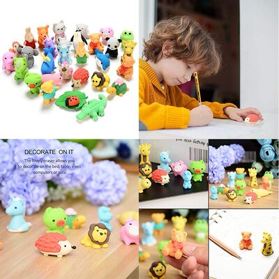 30Pcs Animal Erasers Kids Pencil Erasers Bulk Puzzle Erasers