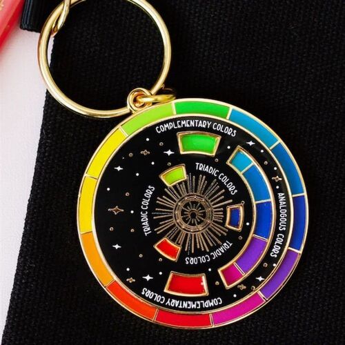 Wheel Keychain (Black/ White) Theory, Artist Gift, Keychains